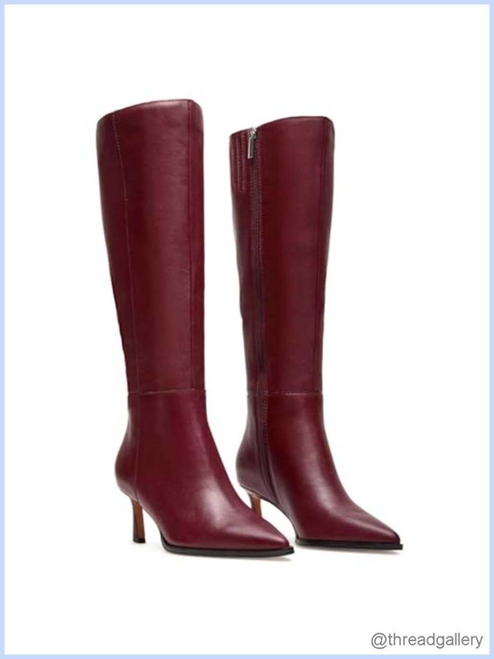 Kitten Heel Knee High Boots Women Pointed Toe PU Synthetic Side Zip Dress Boot